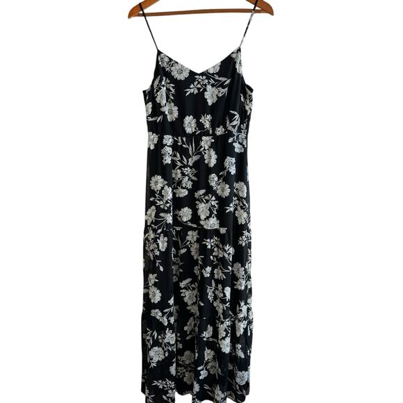J. CREW MERCANTILE Dress Womens 6 Black White Floral Tiered Maxi Resort Wear - Picture 14 of 14